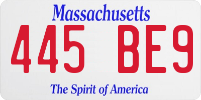 MA license plate 445BE9