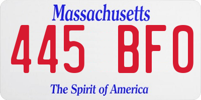 MA license plate 445BF0