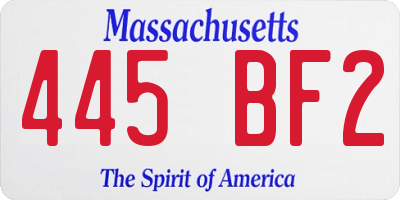MA license plate 445BF2