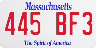 MA license plate 445BF3
