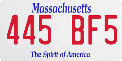 MA license plate 445BF5