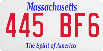 MA license plate 445BF6