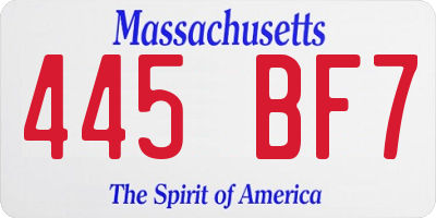 MA license plate 445BF7