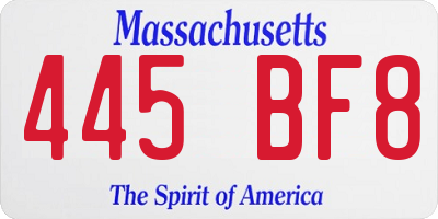 MA license plate 445BF8