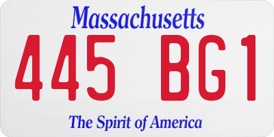 MA license plate 445BG1