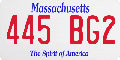 MA license plate 445BG2