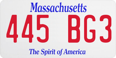 MA license plate 445BG3