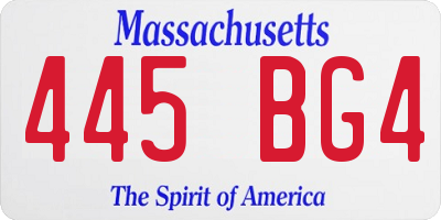 MA license plate 445BG4