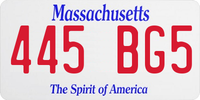 MA license plate 445BG5