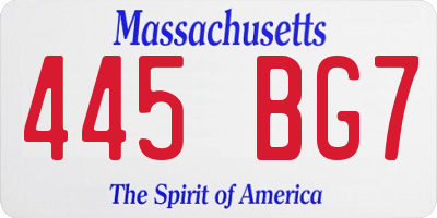 MA license plate 445BG7