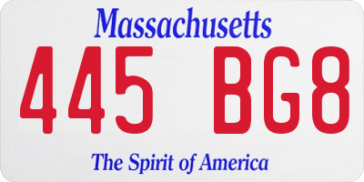 MA license plate 445BG8