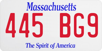 MA license plate 445BG9