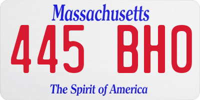 MA license plate 445BH0