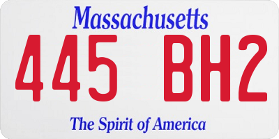 MA license plate 445BH2