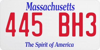 MA license plate 445BH3