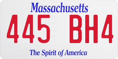 MA license plate 445BH4
