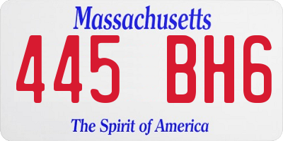 MA license plate 445BH6