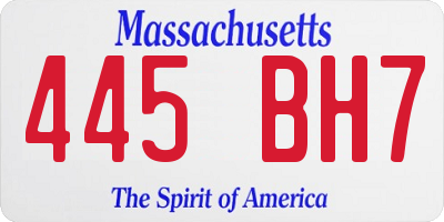 MA license plate 445BH7