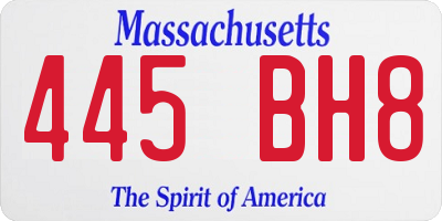 MA license plate 445BH8