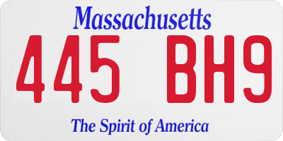 MA license plate 445BH9