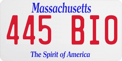 MA license plate 445BI0