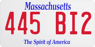 MA license plate 445BI2