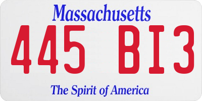 MA license plate 445BI3
