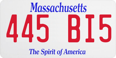 MA license plate 445BI5