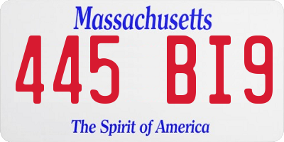 MA license plate 445BI9