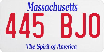 MA license plate 445BJ0