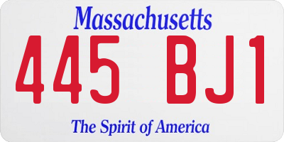 MA license plate 445BJ1