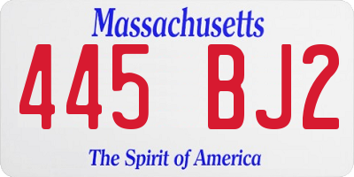 MA license plate 445BJ2