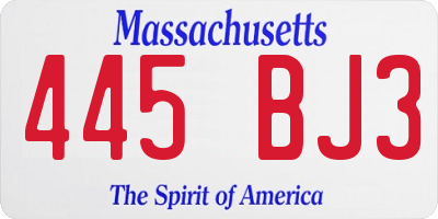 MA license plate 445BJ3