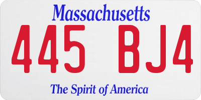 MA license plate 445BJ4