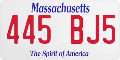 MA license plate 445BJ5