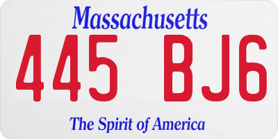 MA license plate 445BJ6