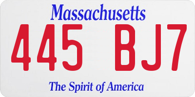 MA license plate 445BJ7