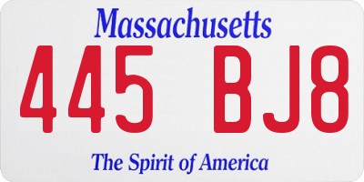 MA license plate 445BJ8