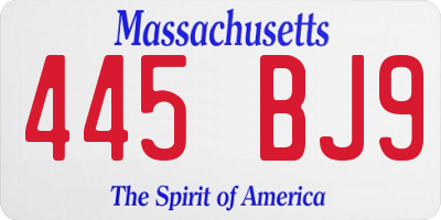 MA license plate 445BJ9