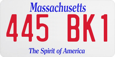 MA license plate 445BK1