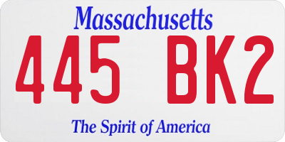 MA license plate 445BK2