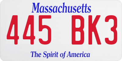 MA license plate 445BK3