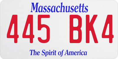 MA license plate 445BK4