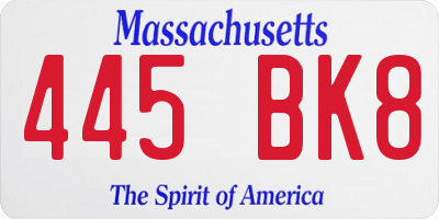 MA license plate 445BK8