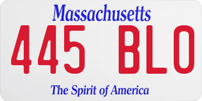 MA license plate 445BL0