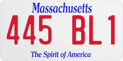 MA license plate 445BL1