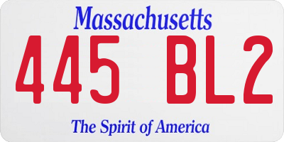 MA license plate 445BL2