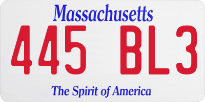 MA license plate 445BL3