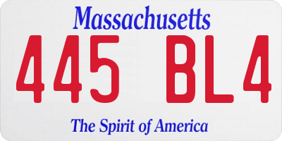 MA license plate 445BL4