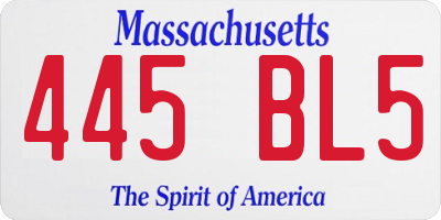 MA license plate 445BL5
